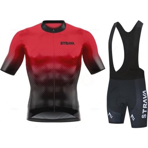 Cycling Jersey Set 2021 Red Team Strava Summer Bicycle Cycling Clothing Bike Clothes Men Mountain Sports Bike Set Cycling Suit