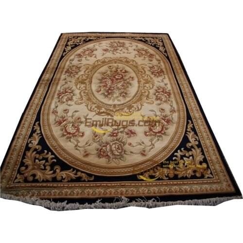 Rug runner rose french About -knotted Thick Plush Savonnerie 6.4' X 9.51' lx1612 202 gc85savyg28