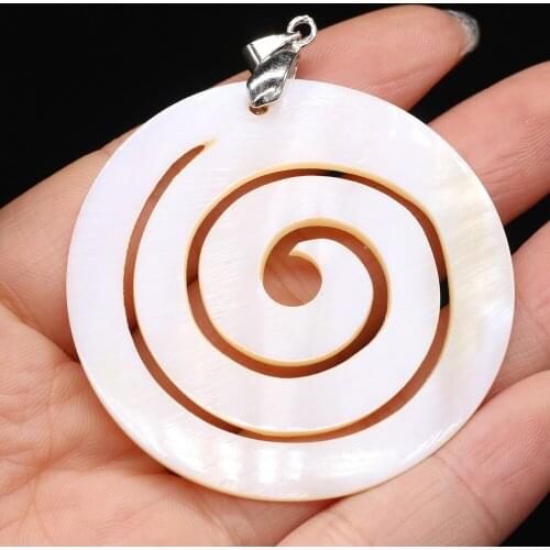 1pcs Natural Shell Round Shell Pendants Charms for Earring Necklace Jewelry Accessories Women Fashion Gift Size 50x50mm
