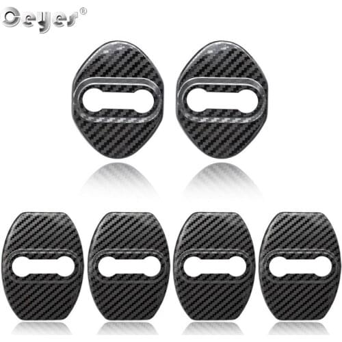 Car Door Lock Cover Carbon Fiber Decoration Door Lock Accessories Protective Case Styling For Toyota Venza Honda Mazda 2 3 6 CX3