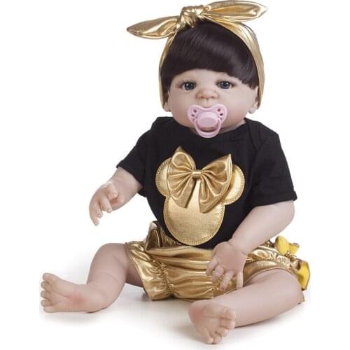 Bebes 56cm Silicone Full Body Reborn Doll Real Life golden Princess Baby Doll For Childrens Day Gift Kid Xmas gif waterproof