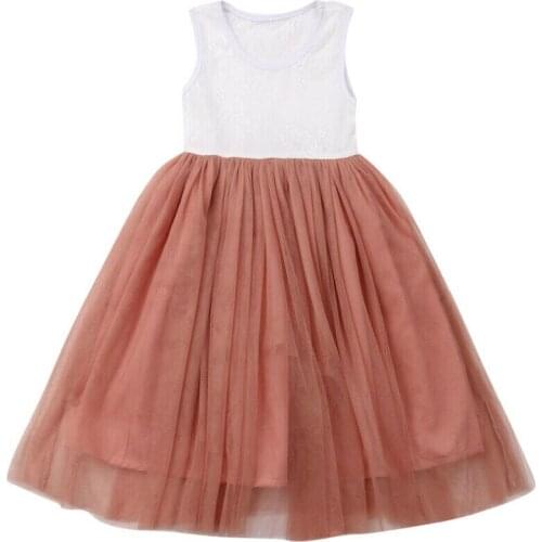 2-7Y Summer Toddler Kids Baby Girl Dress Sleeveless Patchwork Tutu Boho Long Dress Sundress Clothes