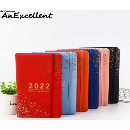 Fashion Leather Soft Cover 2021 Jan-dec Diary English Language Thicken A5 Agenda Notebook For School Planner Efficiency Journal