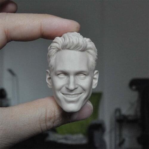 1/6 Scale Paul Rudd Unpainted Head Model Smile Version for 12''Figure Body DIY Accessories
