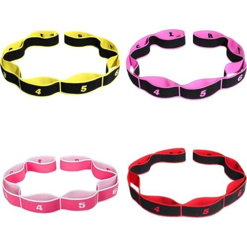 New Elastic Nylon Yoga Stretch Strap With 8 Loops Latex Latin Dance Band Split Stretching Toughness Training Fitness Tool