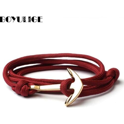 New Adjustable Men Paracord Anchor Bracelet Friendship Charm Bracelets Survival Rope Chain Bracelets &Bangles For Men and Women