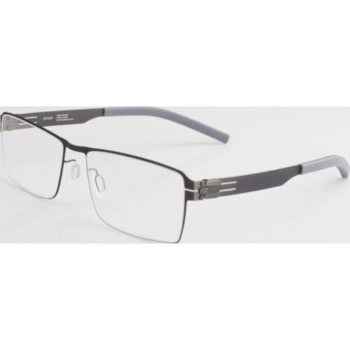 German style screw less spectacle frame thin steel black frame full frame optical myopia glasses