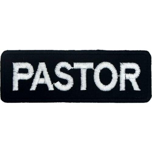 PASTOR Name Tag Punk Rock Embroidered Rider Biker Motorcycle Patches for Back Vest
