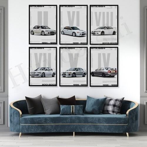 Mitsubishi Lancer Evolution VII poster wall art, JDM poster gift for man, Car Guys Gift, JDM, Lancer Evolution 2，3，4，5，6，7，8