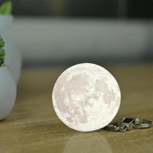 Portable Mini 3D Print Moon Light Creative Moon Night Lamp Bag Key Pendant Home Decoration Planet Night Light Keychain