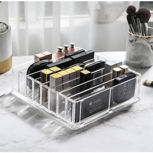 Clear Acrylic Makeup Organizer Cosmetic Storage Box Lipstick Brush Holder Eye Shadow Organizer Desktop Jewelry Cosmetic Box