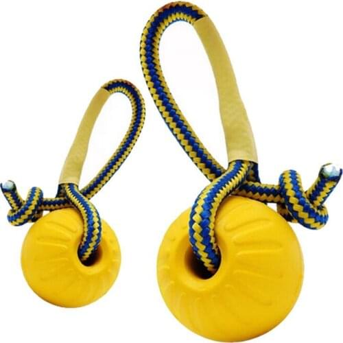 Puppy Funny Dog Toys Ball Teeth Indestructible Bite Rubber Training Ball Chew Toys Play Fetch Solid with Carrier Rope for Pet