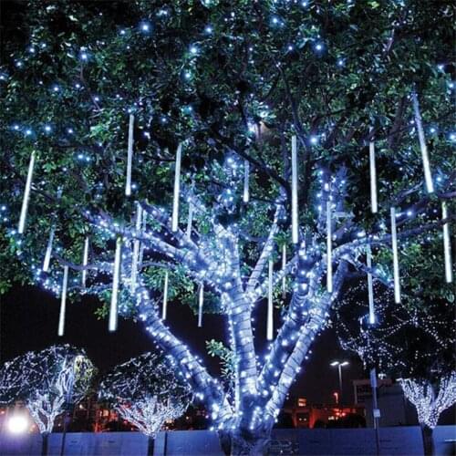 New Year 30cm 50cm Outdoor Meteor Shower Rain 8 Tubes LED String Lights Waterproof For Christmas Lights Wedding Party Decoration