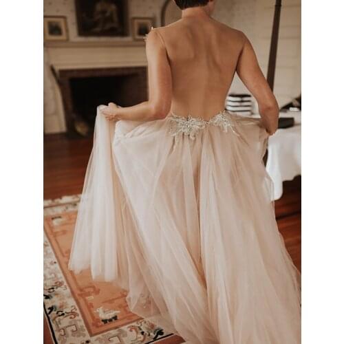 Gorgeous Simple Modest Strapless Tulle Beaded Appli Ruched Bridal Gown Casamento Robe De Mariee Wedding Dress