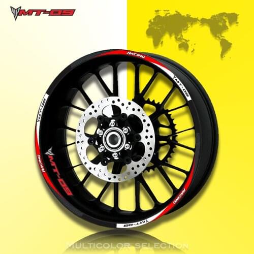 High quality Motorcycle 1set front&rear edge rim 17inch wheel decals Reflective stickers For YAMAHA MT-09