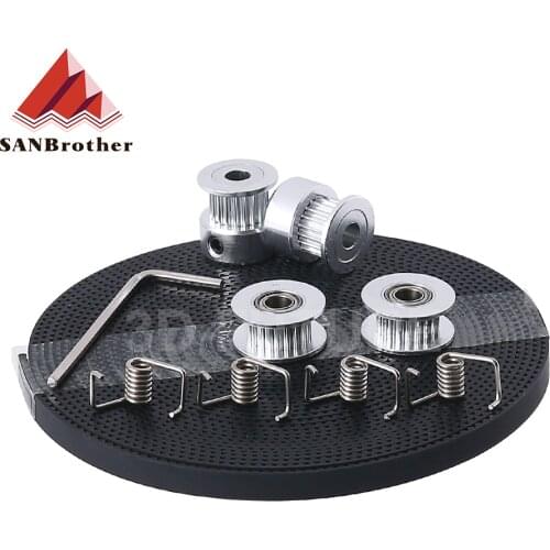 3D Printer Parts GT2 Pulley 20 Teeth Bore 5mm GT2 6mm Timing Belt & 2X Idler 4X Tensioner for 3D printer kit