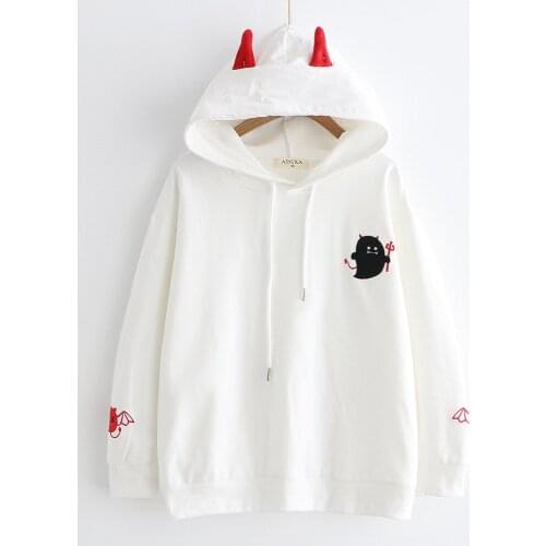 2019 Women Sweatshirt Mori Girl Cotton Sweet Cartoon Hooded Long-sleeved Female Spring Autumn Fashion Women Pullovers