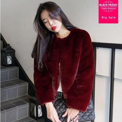 2018 Winter Womens Faux Fur Jacket Artificial Fur Rabbit Fur Overcoat Furry Coat Female Plus Size Warm Fake Fur Outwear L1566