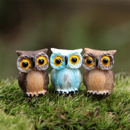 1PC Cartoon Owl Cute Animal Mini Ornaments Crafts Garden Decoration Micro Landscape Handmade Figurine Home Decoration Gifts