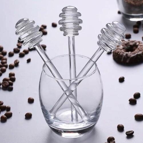 1Pc Honey Dipper Stick Honey Spoon Glass Syrup Dispenser Stick Inch Spoon Jar Accessorie Server 6 For Honey Kitchen Honey G T7F6