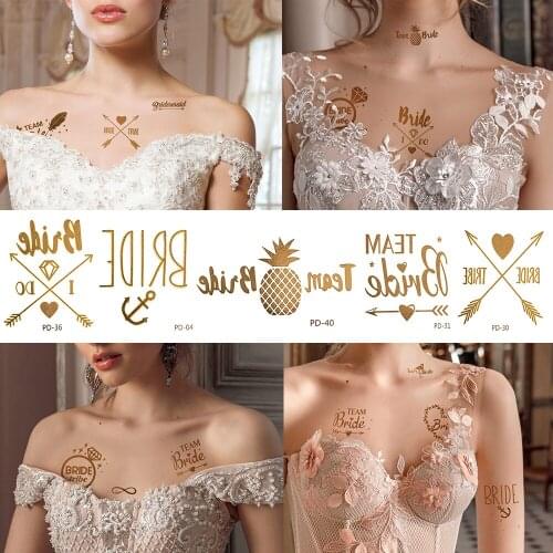 10pcs Glitter Tiny Temporary Tattoos Fake Arrow Love Decoration Tattoo Bride Bridesmaid Marrige Accessories Tatoos For Wedding