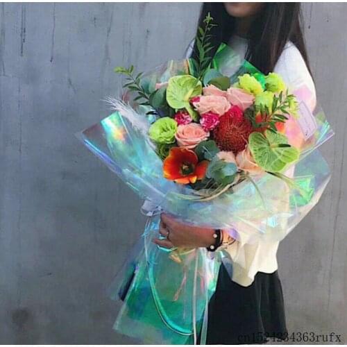100 Pcs Waterproof Flower Packaging Paper Laser Paper Bouquet Florist Gift Wrapping Flower Wrapping Size 50*60cm