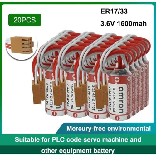 20PCS 3.6V 1600mAh ER17/33 17330 ER17330 2/3AER 2/3A Genuine MAXELL Lithium PLC Battery with For Four- Hole Plug
