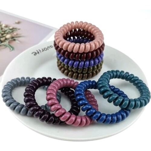 4PCS Frosted Spiral Telephone Wire Elastic Hairbands for Women Girls Headwear Ponytail Rubber Holder Kids Hair Rings Accessories