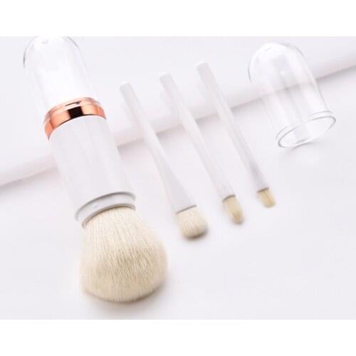 4 In1 Makeup Brush Foundation Brush Lip Brush Eyeshadow Brush Powder Brush Travel Protable Makeup Brush PBT Bristles Makeup Tool