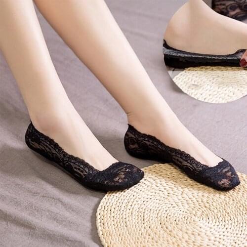 5 Pairs Women Socks Lace Rubber Dot Non-slip Socks Fashion Socks For Women