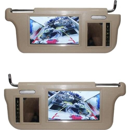 7 Inch Car Sun Visor Mirror Screen LCD Monitor DC 12V Beige Interior Mirror Screen for AV1 AV2 Player Camera