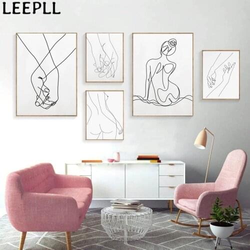 Minimalism Abstract Lady Line Paintings Wall Art Posters Pictures for Living Room Home Design Decor Modern Canvas Poster Print