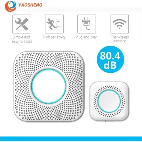 YAOSHENG 433MHz Wireless Smart Doorbell LED Light 36 Songs Welcome Home Security EU US Pulg Button Doorbell Easy Installtion