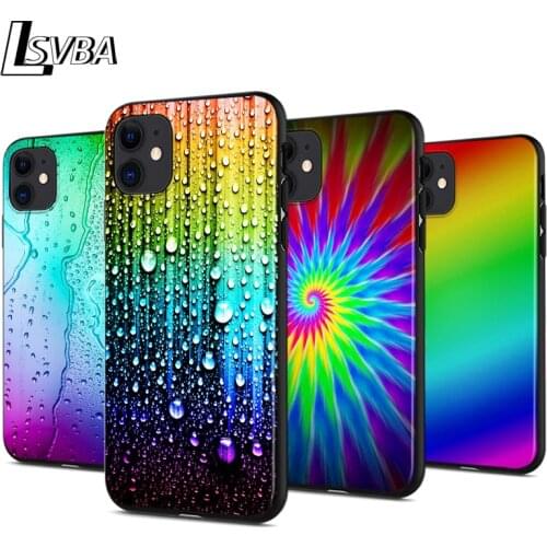 Rainbow Art For iPhone 12 11 XS Pro Max Mini XR X 8 7 6 6S Plus 5 SE 2020 Black Cover Phone Case