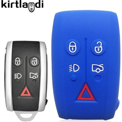 Kirtlandi Remote Car Key Fob Silicone Case Cover Protector for Jaguar XF XFR XK XKR X-Type S-Type 5 Buttons Smart Key Holder Bag