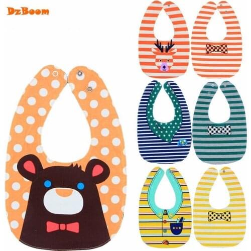 DzBoom 2018 Fashion Cotton Baby Waterproof Bibs Double Side Print Cartoon Animal Children Bib Baby Stuff Saliva Towel Wholesale