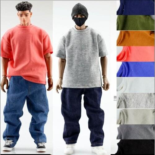 1/6 Male Soldier Figure Accessory Fashion Pant XXL Plus Size Oversized Hip Hop Loose T-shirt for 12'' 35 Strong Muscle Body