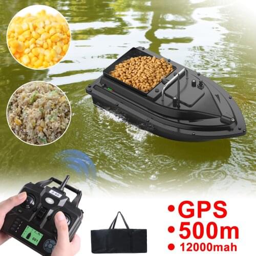 GPS Fishing Bait Boat with Bag Ungrade 12000mah Large Bait Container Automatic Bait Boat with 500M Remote Range Fishing Ship