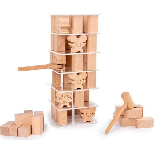 JaheerToy Wooden Toys Building Blocks Cat Parent Child Games Wood Gift for Kids 3-4-5 Years Old
