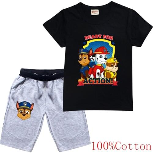 PAW PATROL Boys T-shirts Set Summer Kids T Shirts Cotton Top Tees Boys Girls tshirt Set Boys Clothes Kids T shirt Set fashion