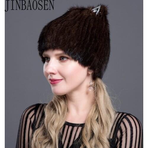 JINBAOSEN Russian ski hat mink fur cap mink fox hat 7