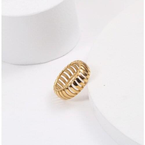 Joolim PVd Gold Finish Link Chain Rings for Women Stainless Steel Rings for Women