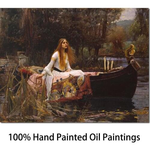 Beautiful Canvas art The Lady of Shalott famous paintings by John William Waterhouse woman oil painting hand painted Room decor