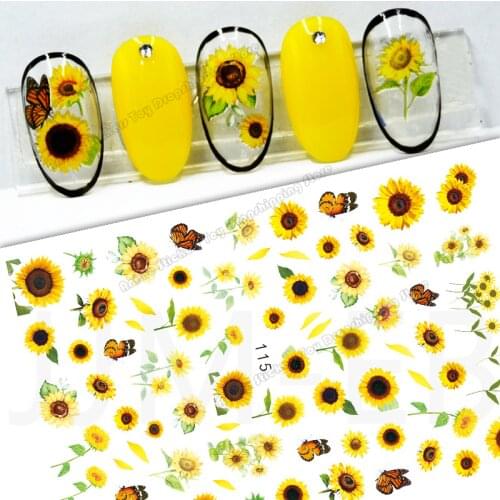 Spring Flower Nail Stickers Sunflowers Deisgn Water Transfer Decals DIY Nail Art Watermark Manicure Design Manicure Decoration