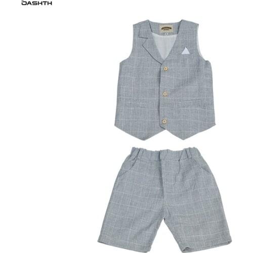 OASHTH Summer new childrens clothing boys' plaid small vest dress suit childrens costume