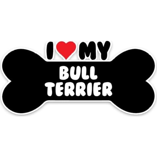 Hot Sell Reflective I Love My Bull Terrier Bone Car Sticker Car Bodyes Anti- Window Car Accessories PVC15*7cm
