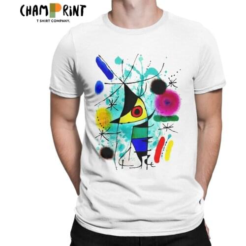 Men Joan Miro The Singing Fish Abstract Surrealism T Shirt Pure Cotton Clothes Vintage Short Sleeve O Neck Tee Shirt T-Shirts