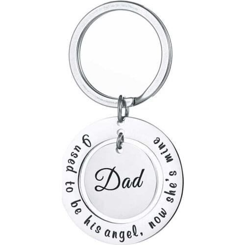 MYLONGINGCHARM Specialized Interlocking circle Stainless Steel Key Chain-I used to be his angel,now shes mine-Custom Name G3129