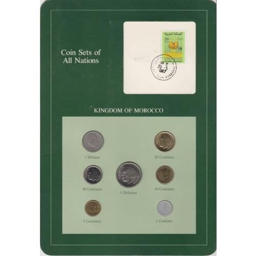 A Set of 5 Morocco Coins Franklin Card 100% Authentic Original Coin Collectibles UNC