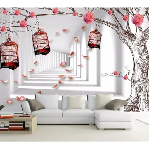 Beibehang Custom mural wallpaper fashion abstract space background wall romantic flower pink 3d decorative mural papel de parede